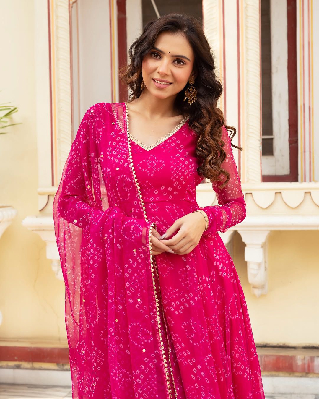 Latest Designer Pink Color Pure Georgette Printed Anarkali Suit
