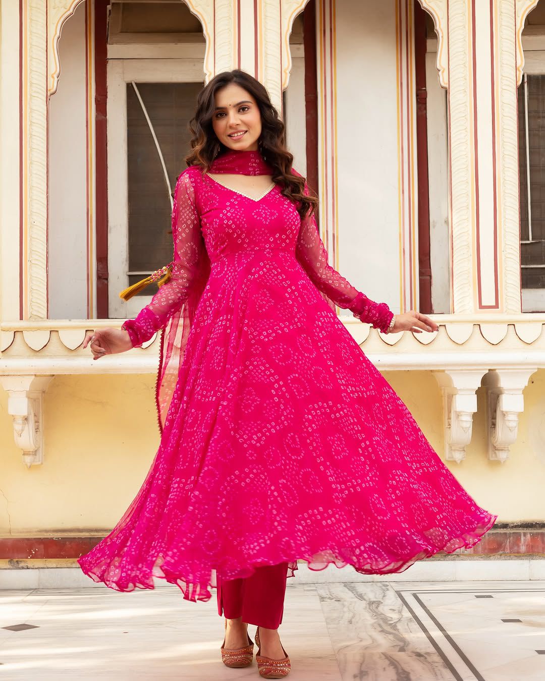 Latest Designer Pink Color Pure Georgette Printed Anarkali Suit