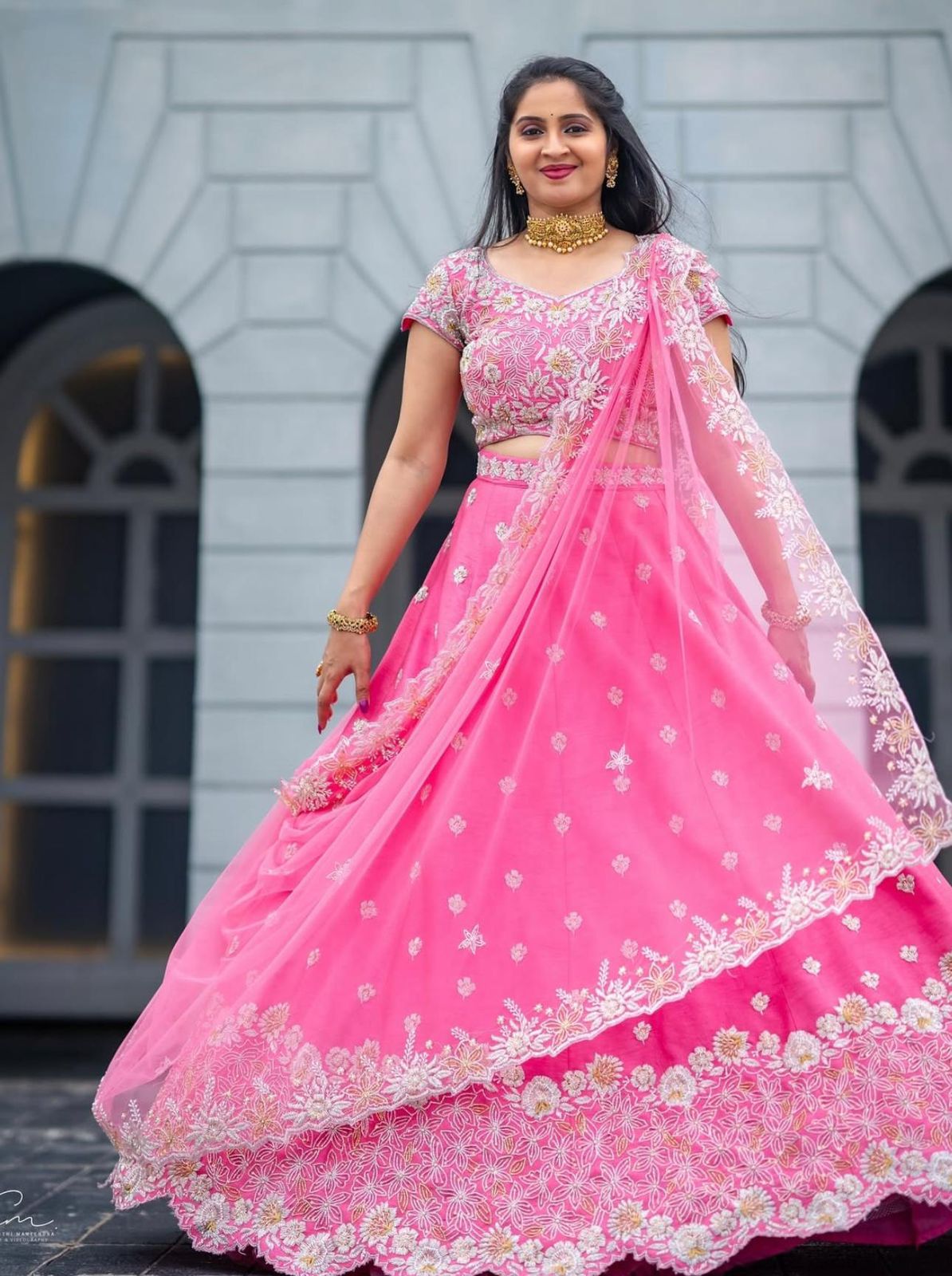 Delightful Light Pink Color Chinon And Heavy Embroidery Sequence Work Lehenga Choli