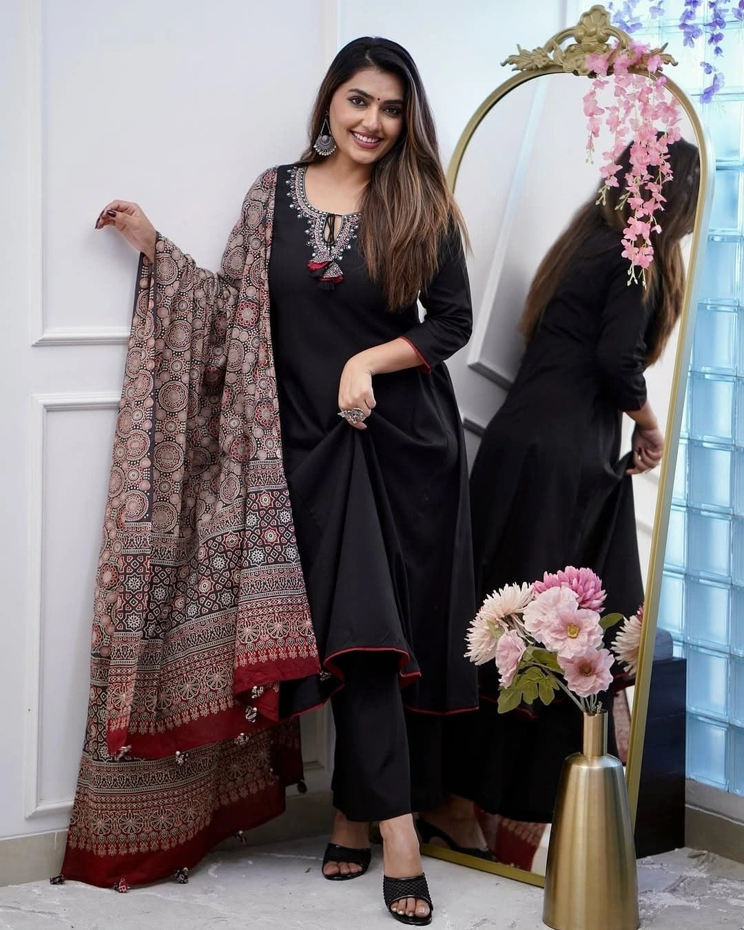 Wedding Wear Black Color Viscose With Embroidery Work Designer Kurta Set