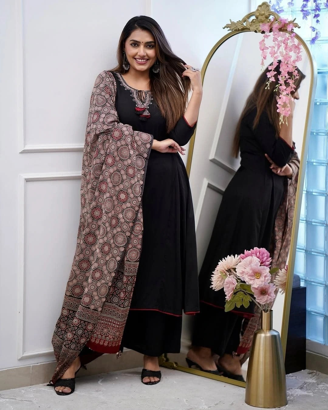Wedding Wear Black Color Viscose With Embroidery Work Designer Kurta Set