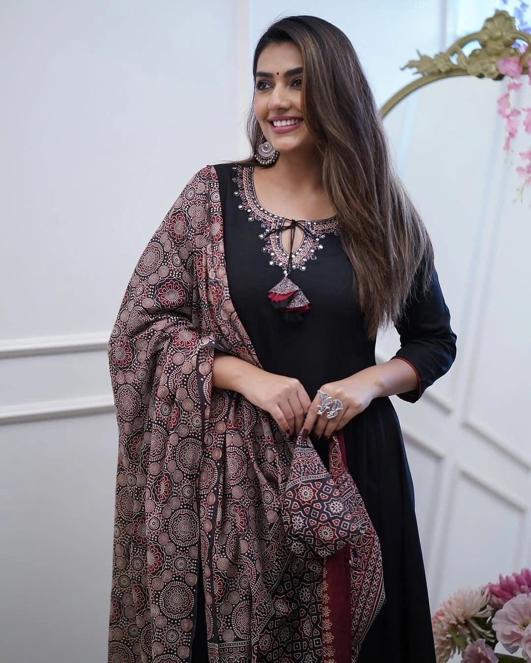 Wedding Wear Black Color Viscose With Embroidery Work Designer Kurta Set