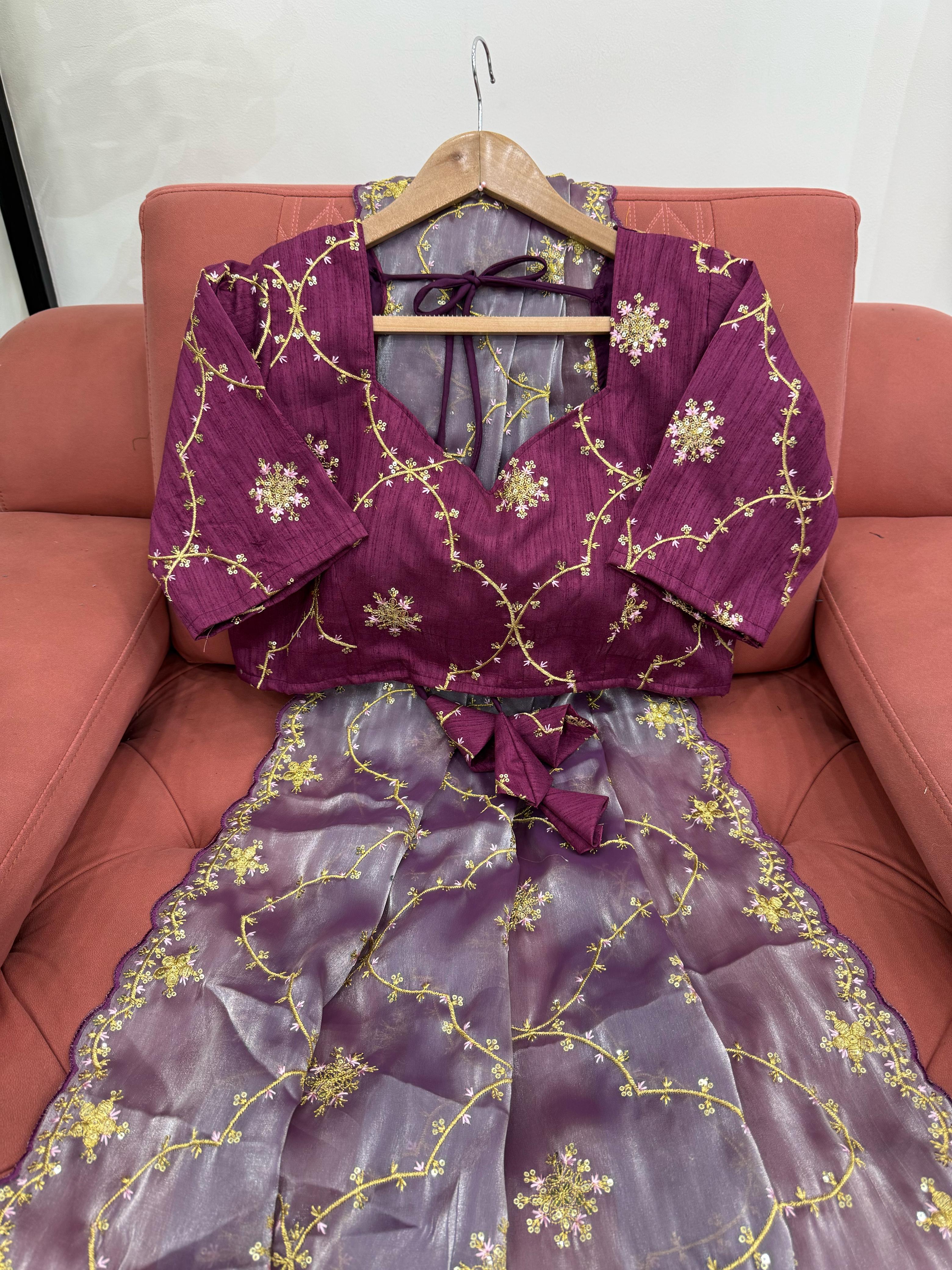 Ceremony Wear Purple Color Heavy Jimmy Chu And Thread With Sequence Work Saree