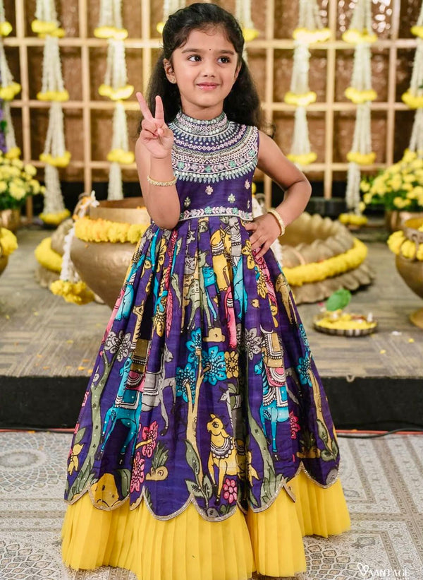 Wedding Wear Navy Blue Color Designer Kids Gown