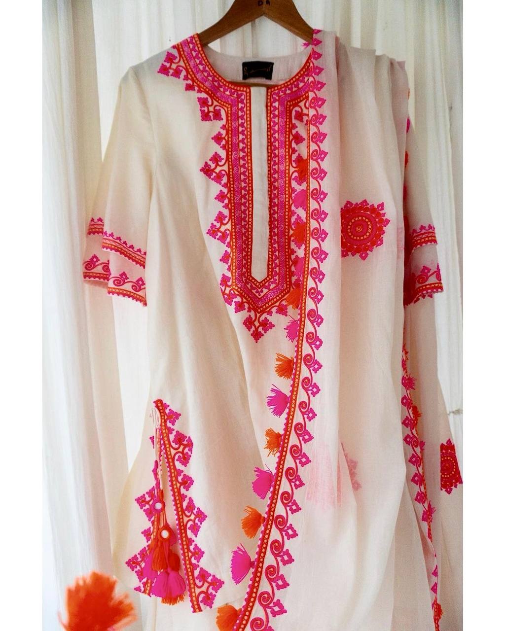 Off White Color Embroidery Work Sharara Suit