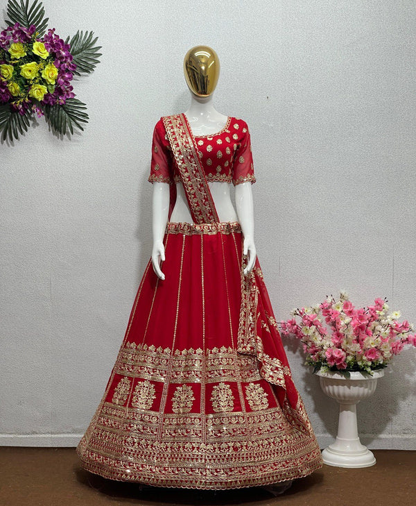 Bridal Wear Coding Sequence Work Red Lehenga Choli