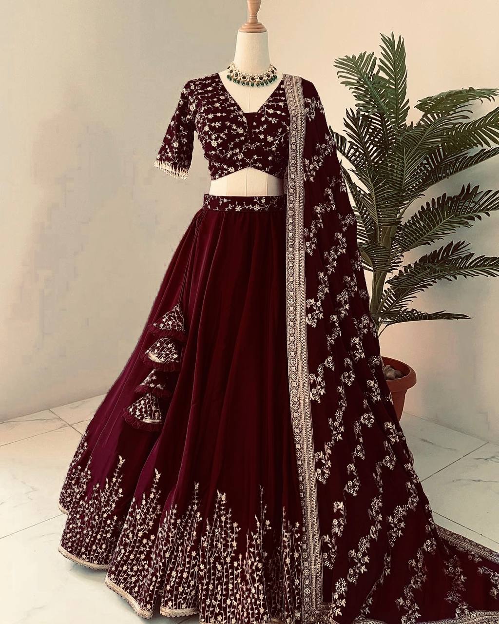 Engagement Wear Maroon Color Beautiful Lehenga Choli