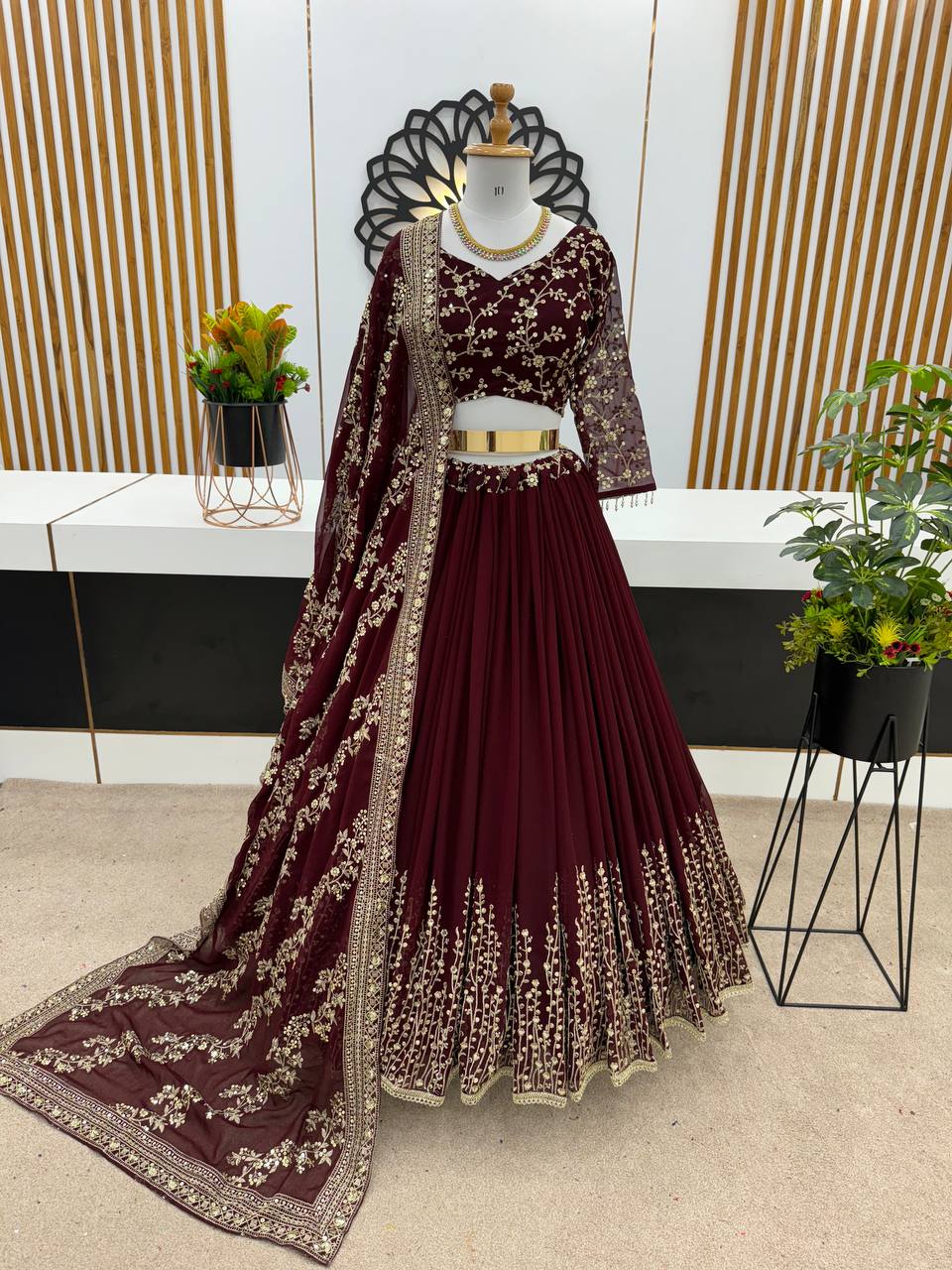 Engagement Wear Maroon Color Beautiful Lehenga Choli