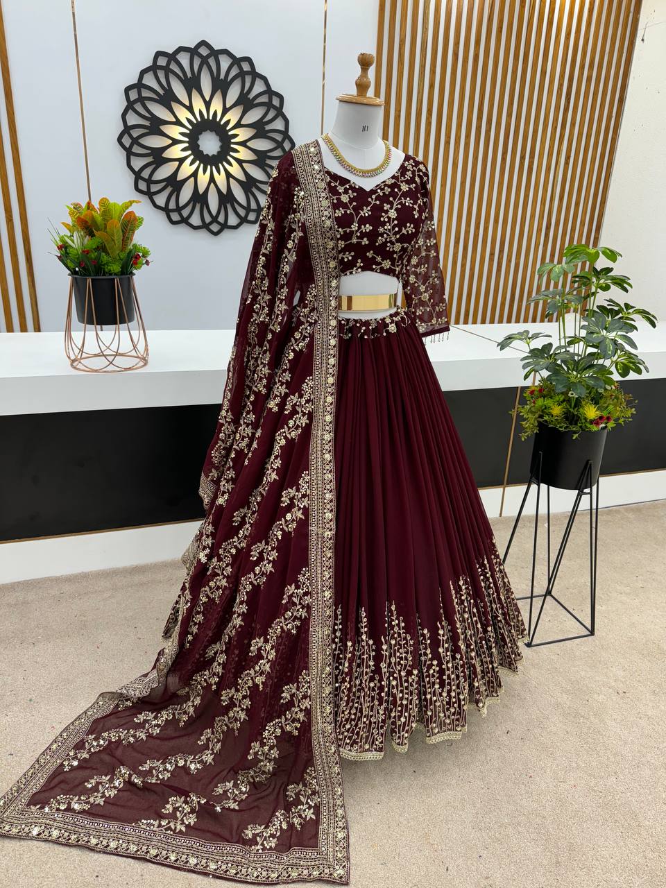 Engagement Wear Maroon Color Beautiful Lehenga Choli