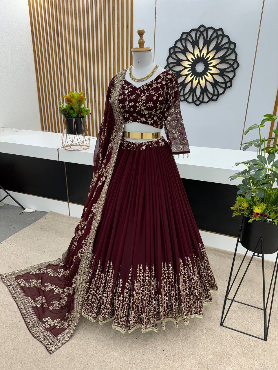 Engagement Wear Maroon Color Beautiful Lehenga Choli