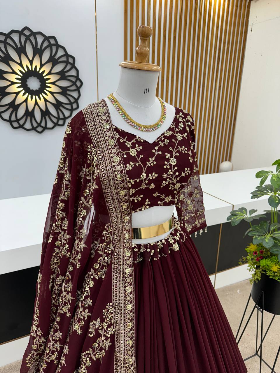 Engagement Wear Maroon Color Beautiful Lehenga Choli