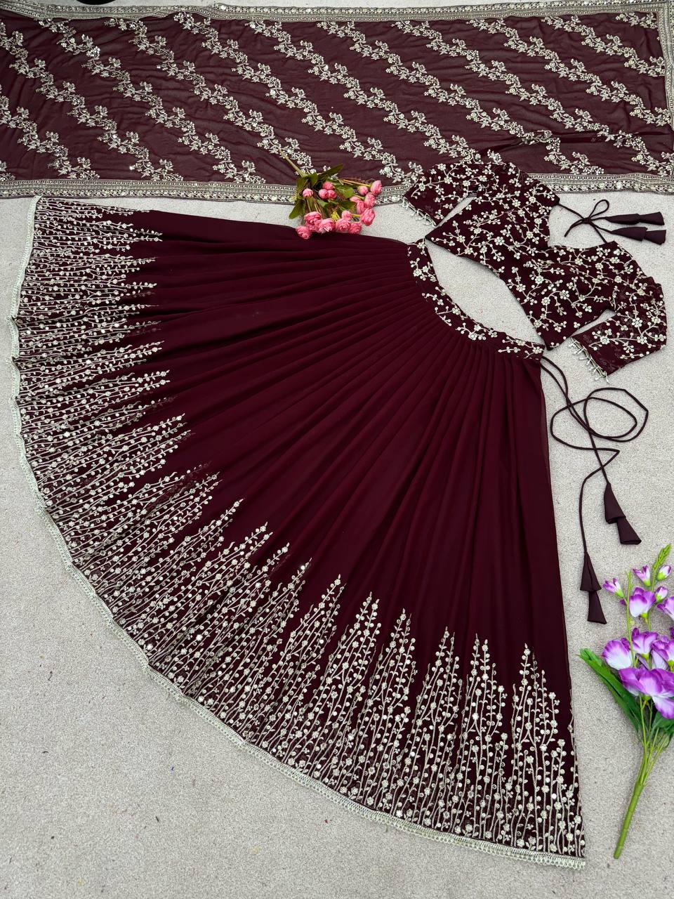 Engagement Wear Maroon Color Beautiful Lehenga Choli