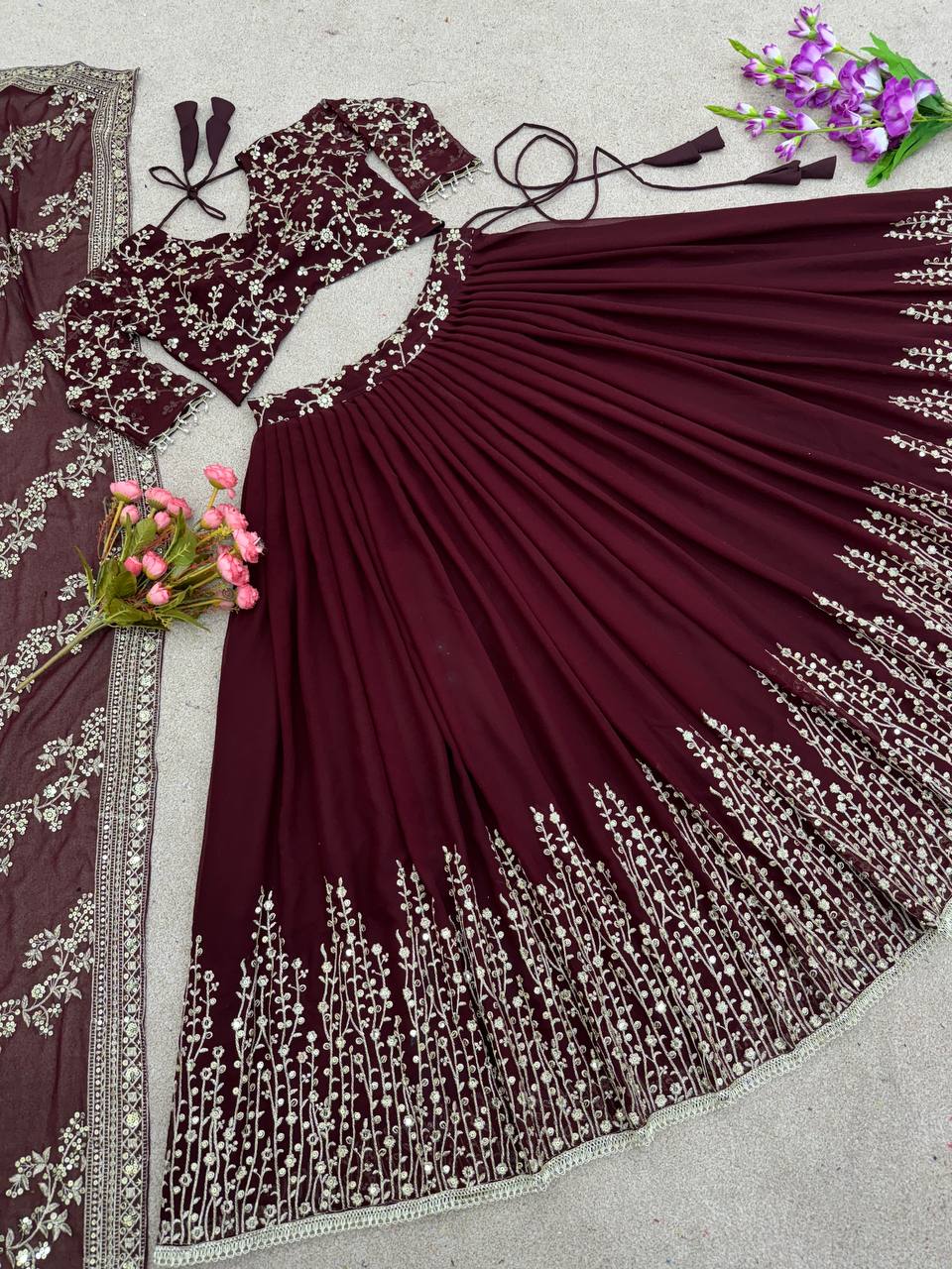 Engagement Wear Maroon Color Beautiful Lehenga Choli