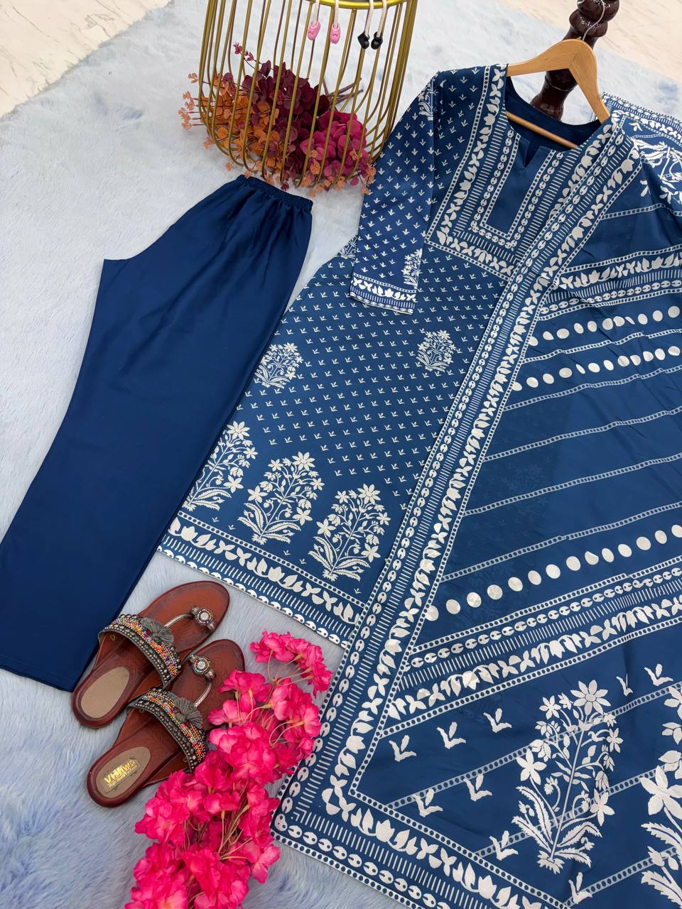 Alluring Blue Color Digital Printed Salwar Suit