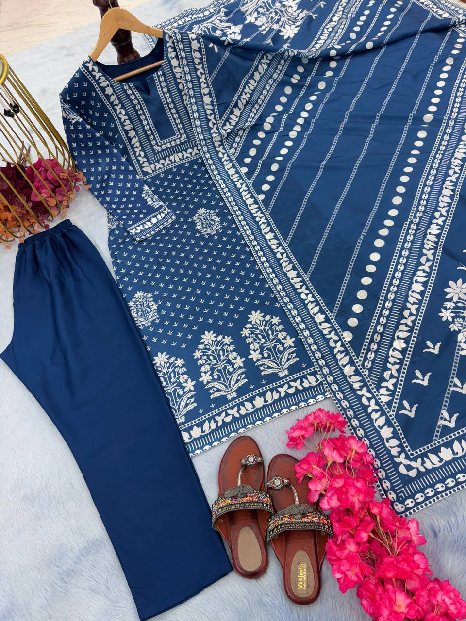 Alluring Blue Color Digital Printed Salwar Suit