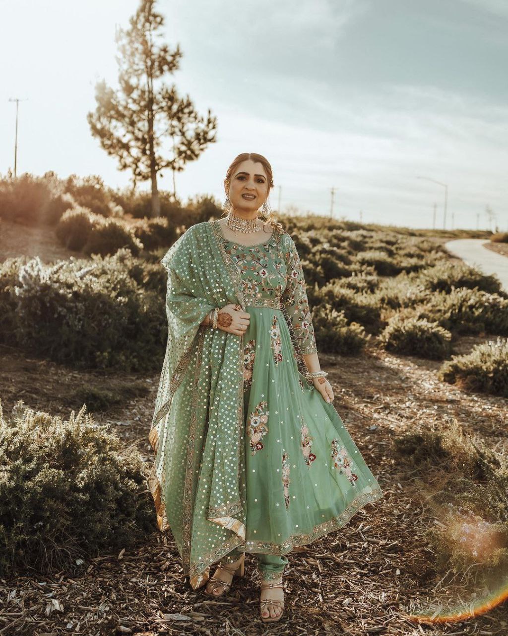 Fabulous Thread Work Pista Green Anarkali Gown Vastra Shop Fabulous Thread Work Pista Green Anarkali Gown Vastra Shop