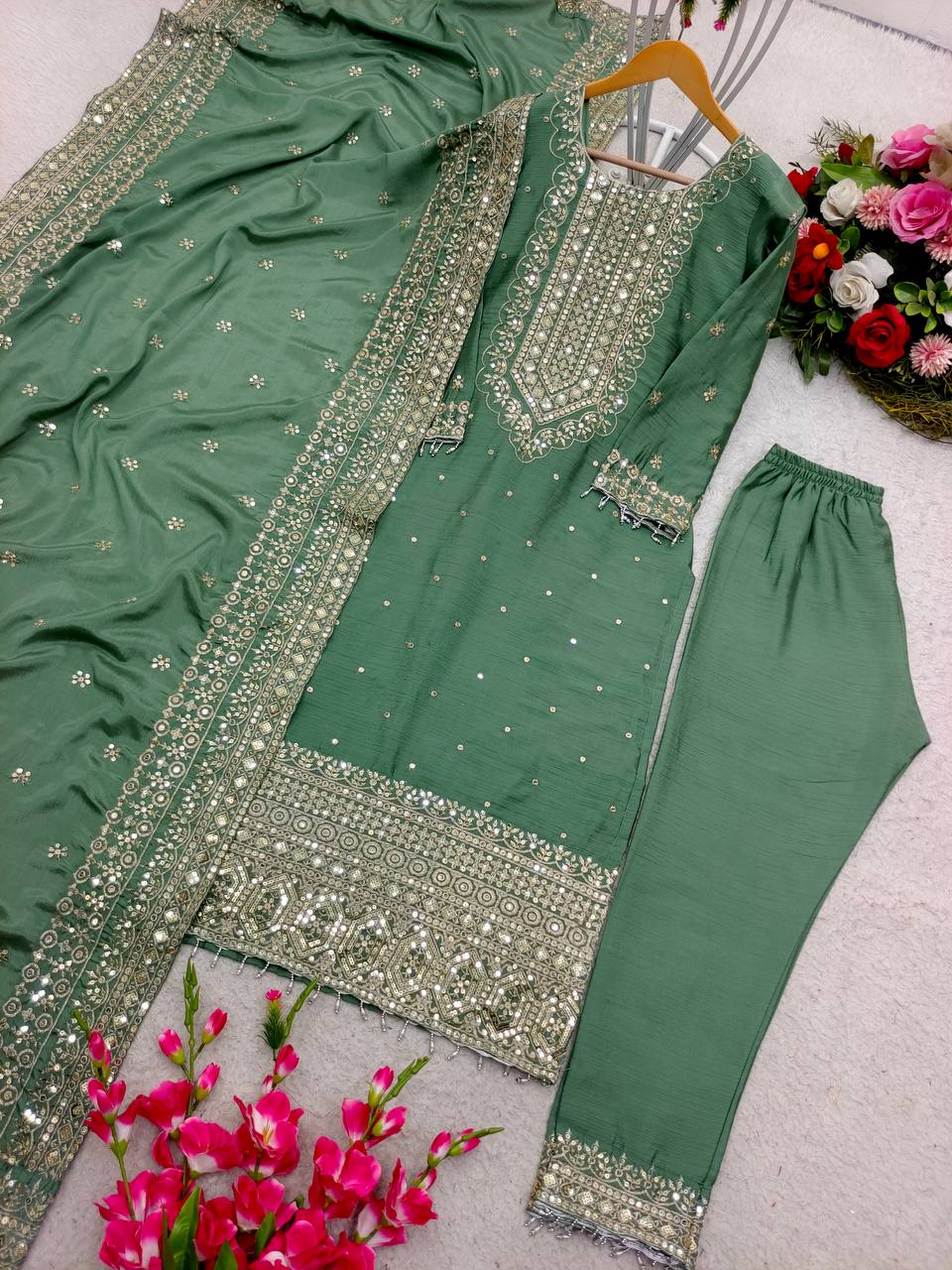 Good Looking Dark Pista Green Salwar Suit