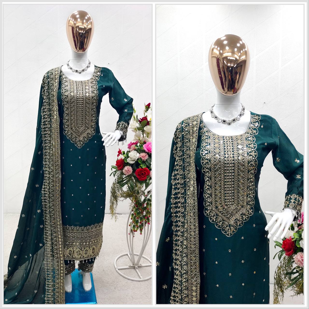 Good Looking Teal Green Color Salwar Suit