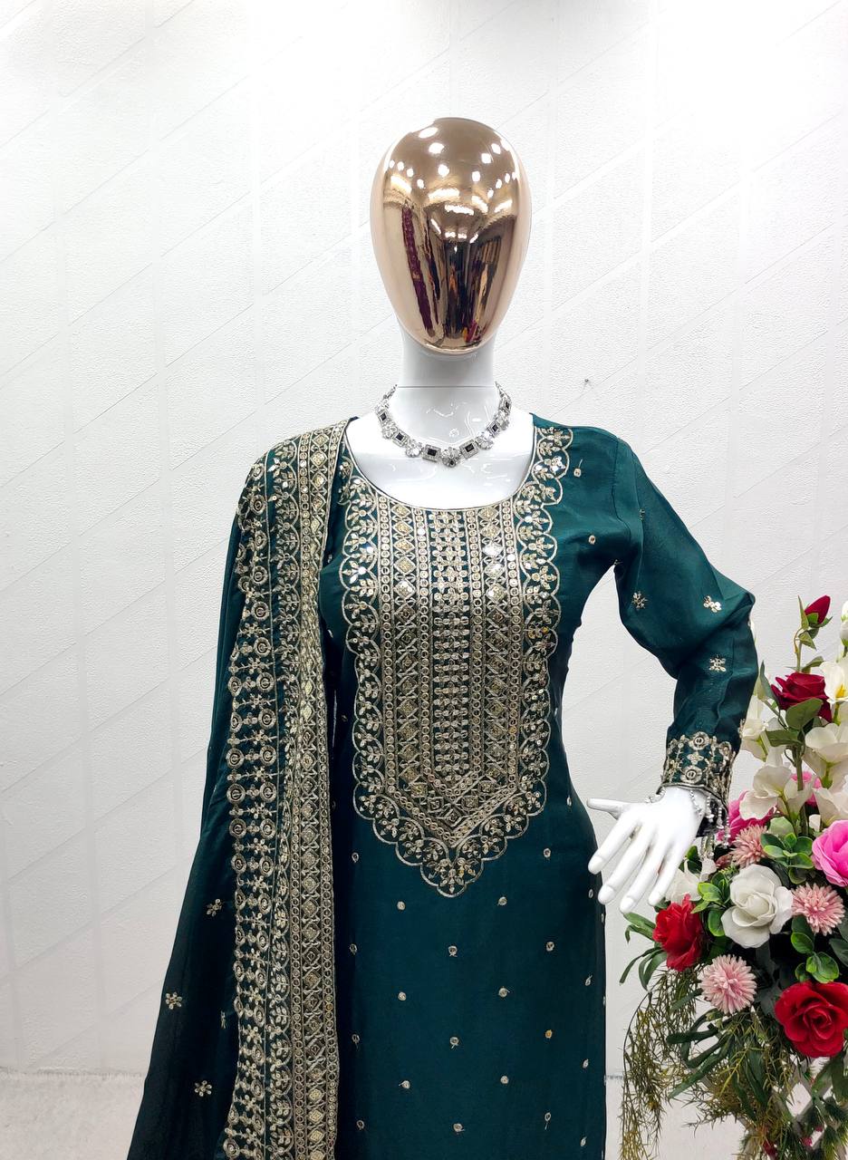 Good Looking Teal Green Color Salwar Suit