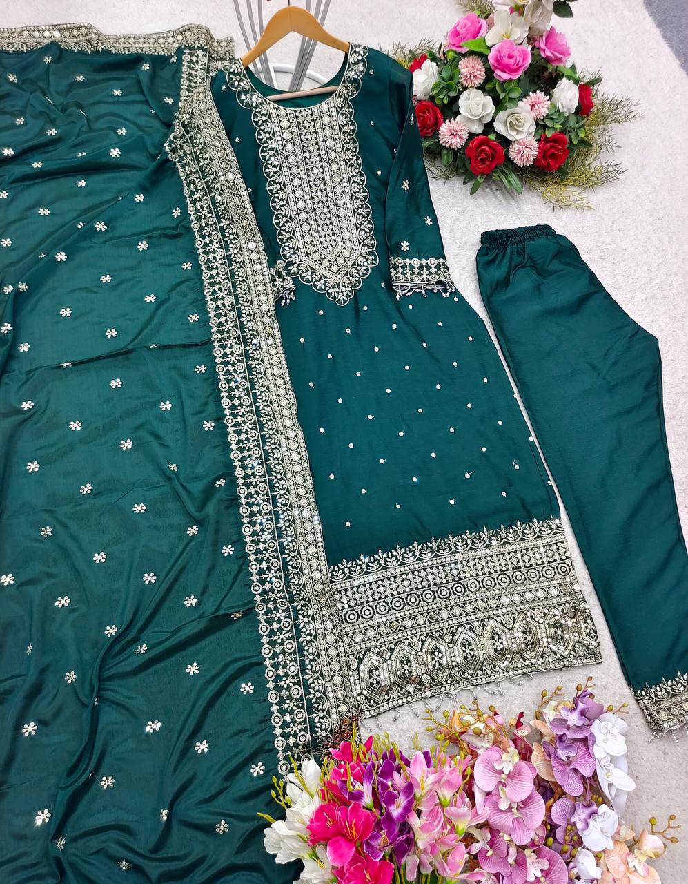 Good Looking Teal Green Color Salwar Suit