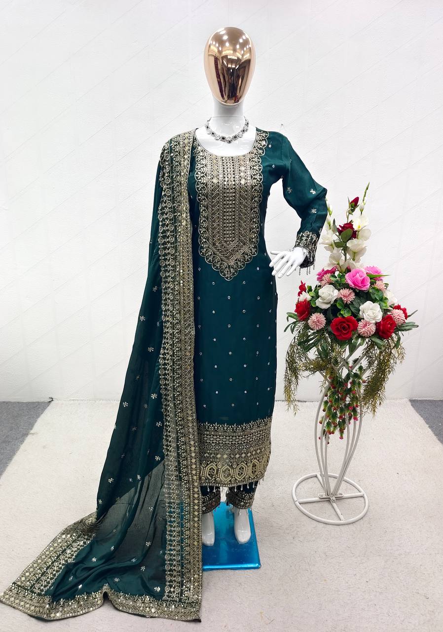 Good Looking Teal Green Color Salwar Suit