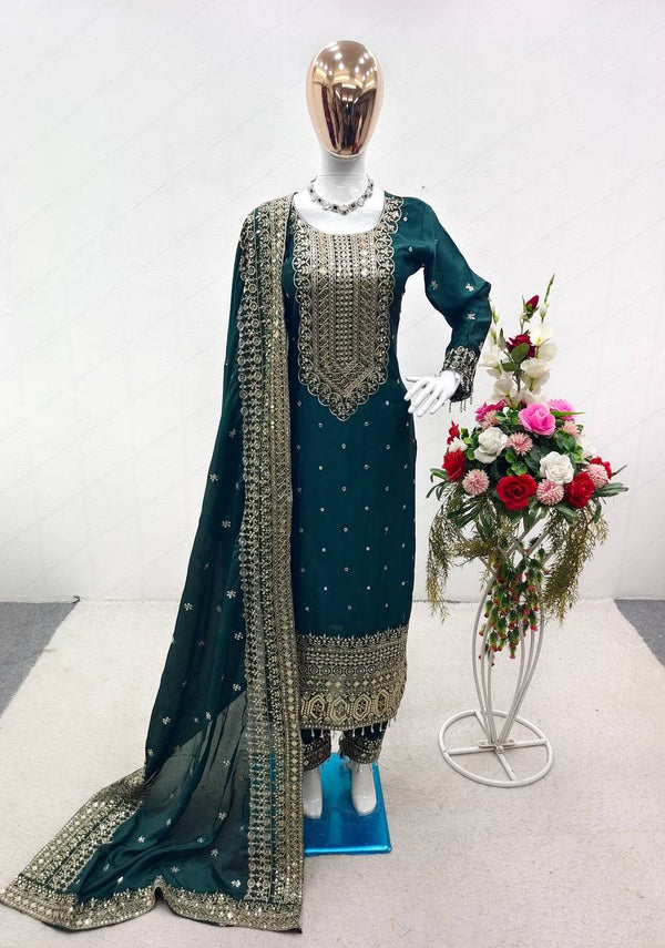 Good Looking Teal Green Color Salwar Suit