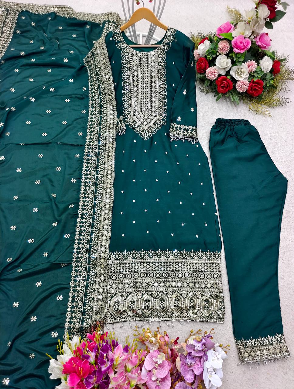 Good Looking Teal Green Color Salwar Suit