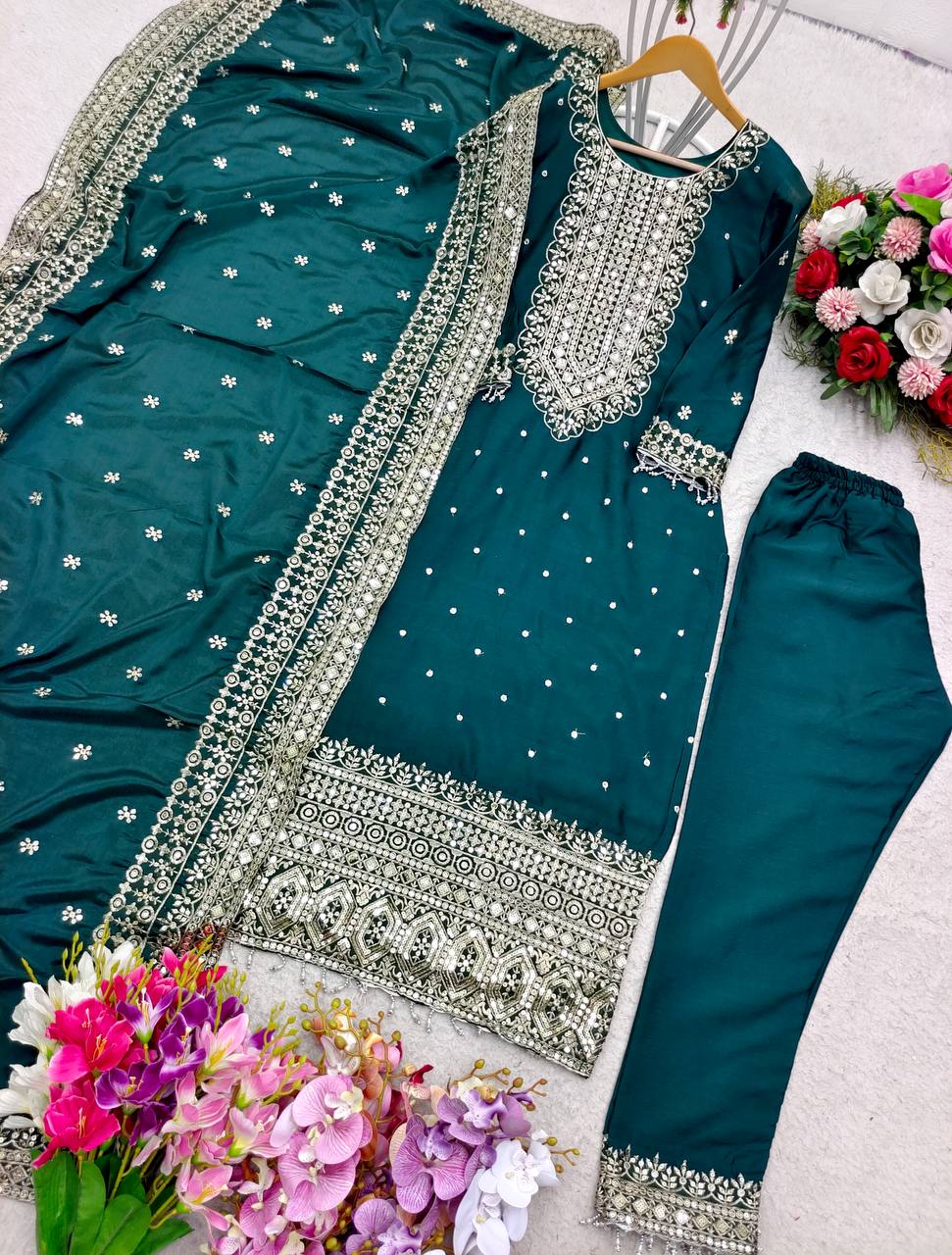 Good Looking Teal Green Color Salwar Suit