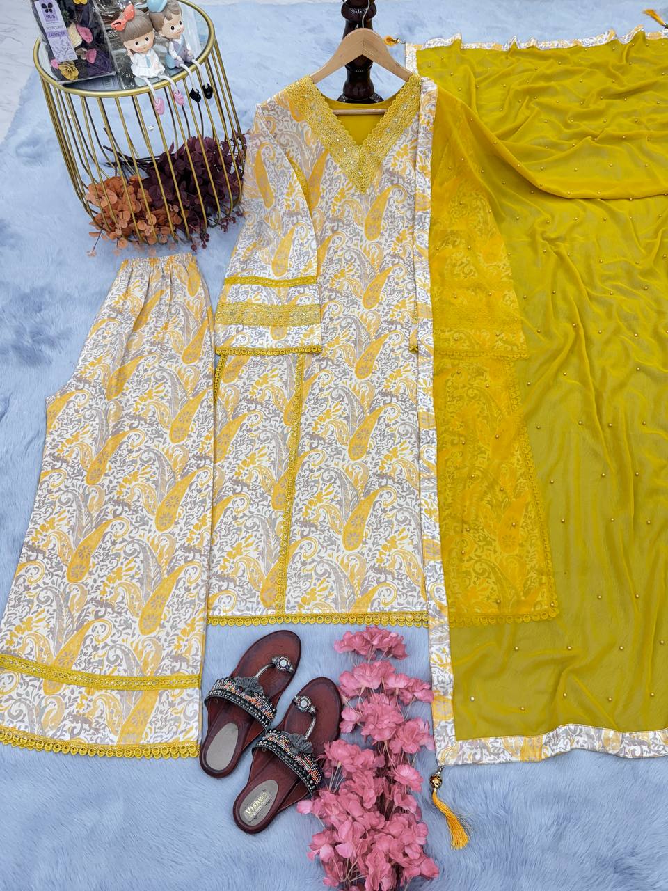 Exclusive Printed Yellow Color Palazzo Suit