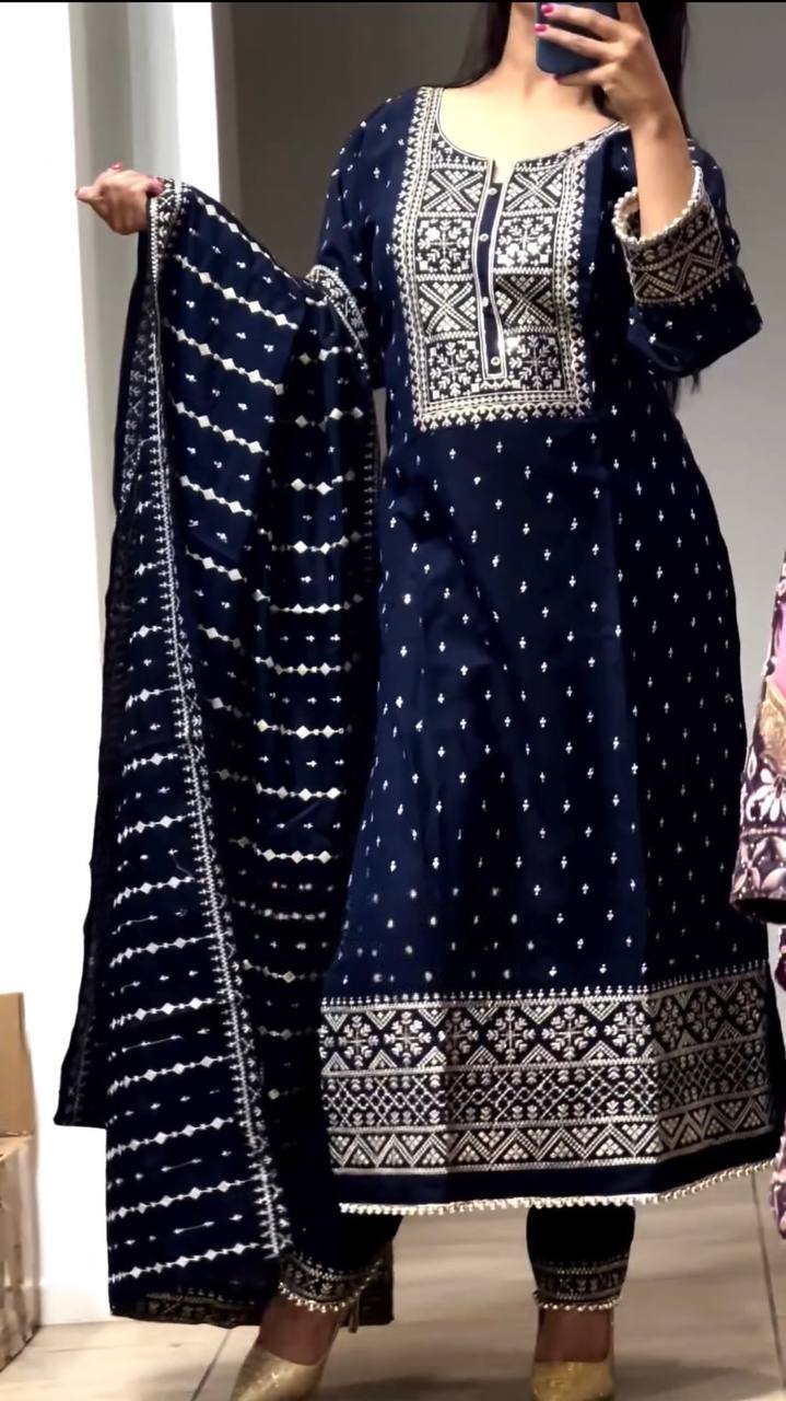 Presenting Blue Color Sequence Work Salwar Suit