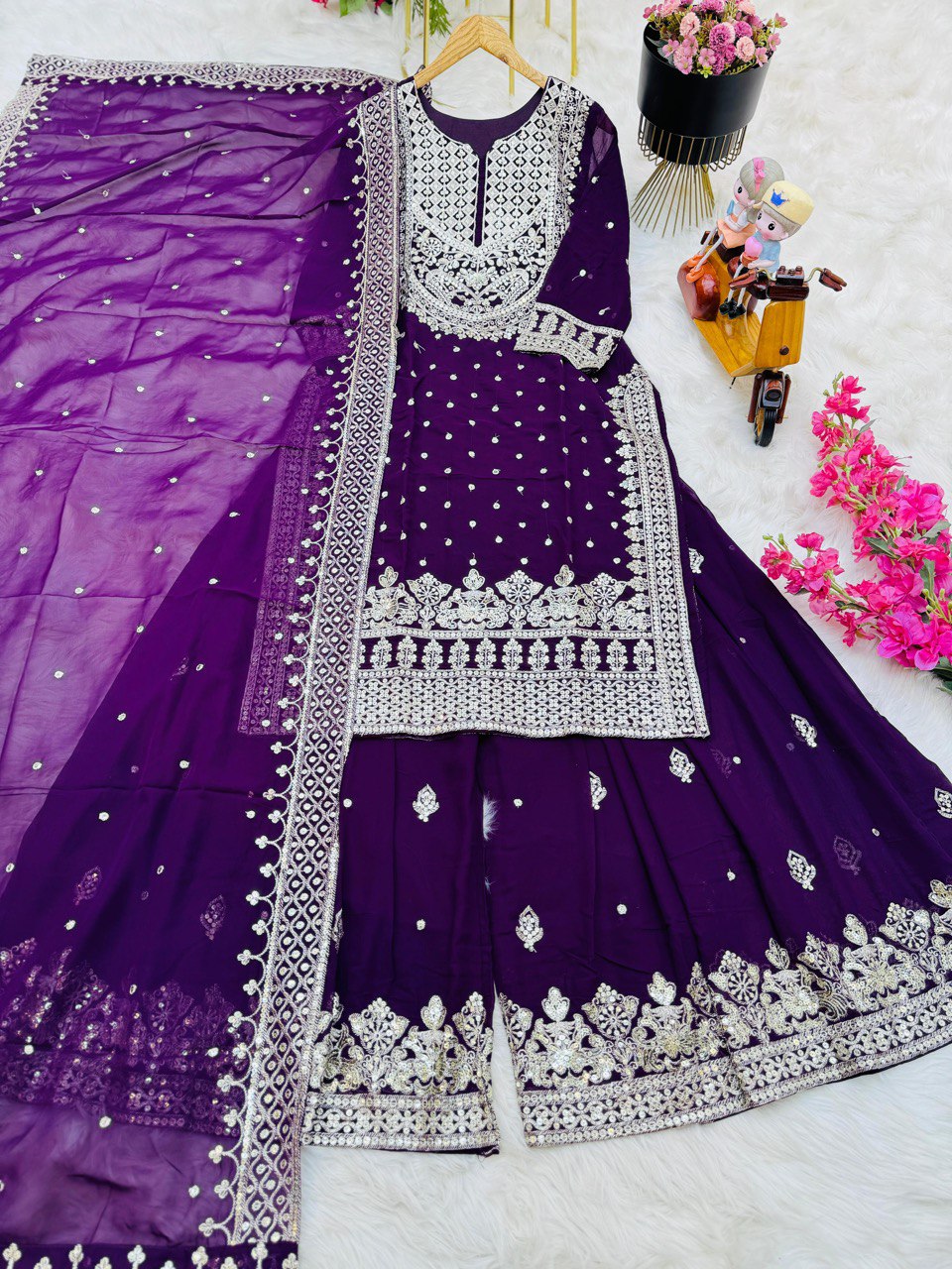 Demanding Purple Color Georgette Sharara Suit