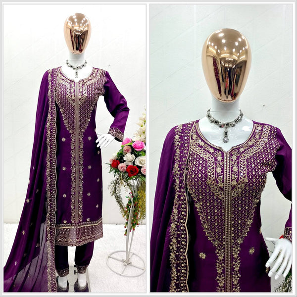 Stunning Purple Color Sequence Work Salwar Suit