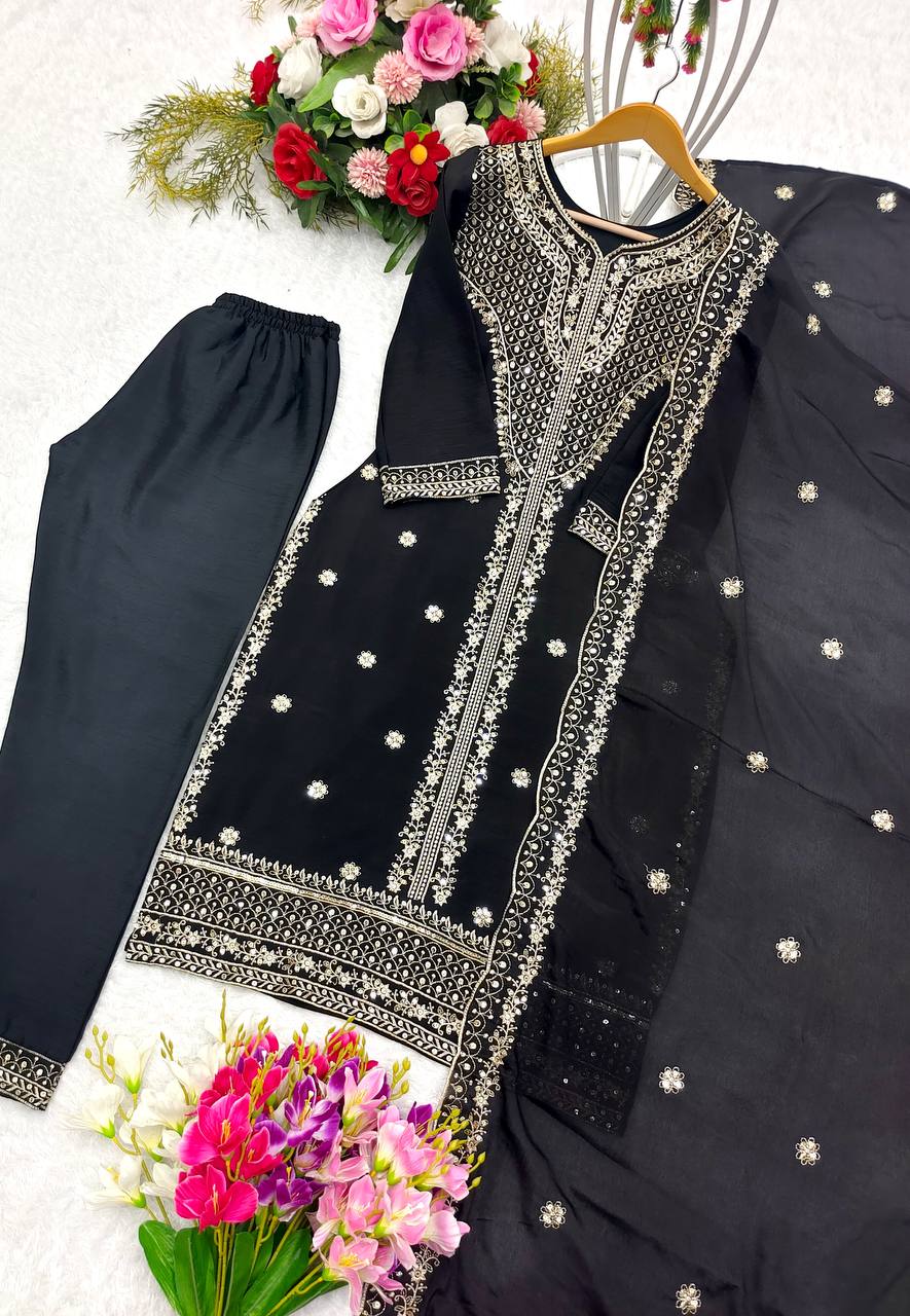 Stunning Black Color Sequence Work Salwar Suit