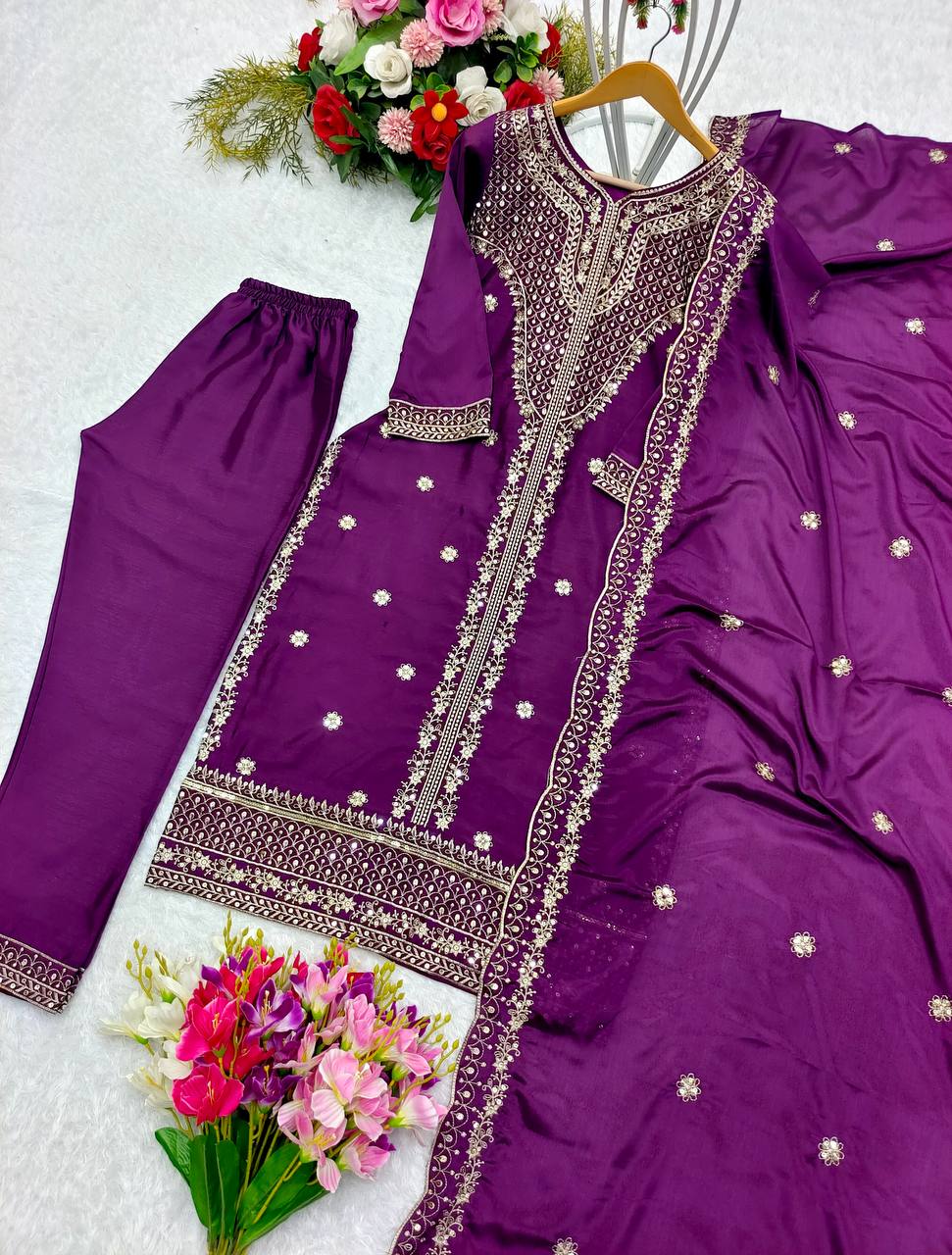 Stunning Purple Color Sequence Work Salwar Suit