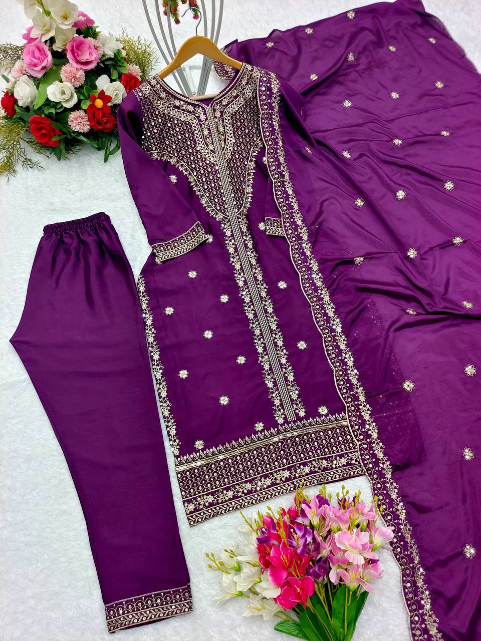 Stunning Purple Color Sequence Work Salwar Suit