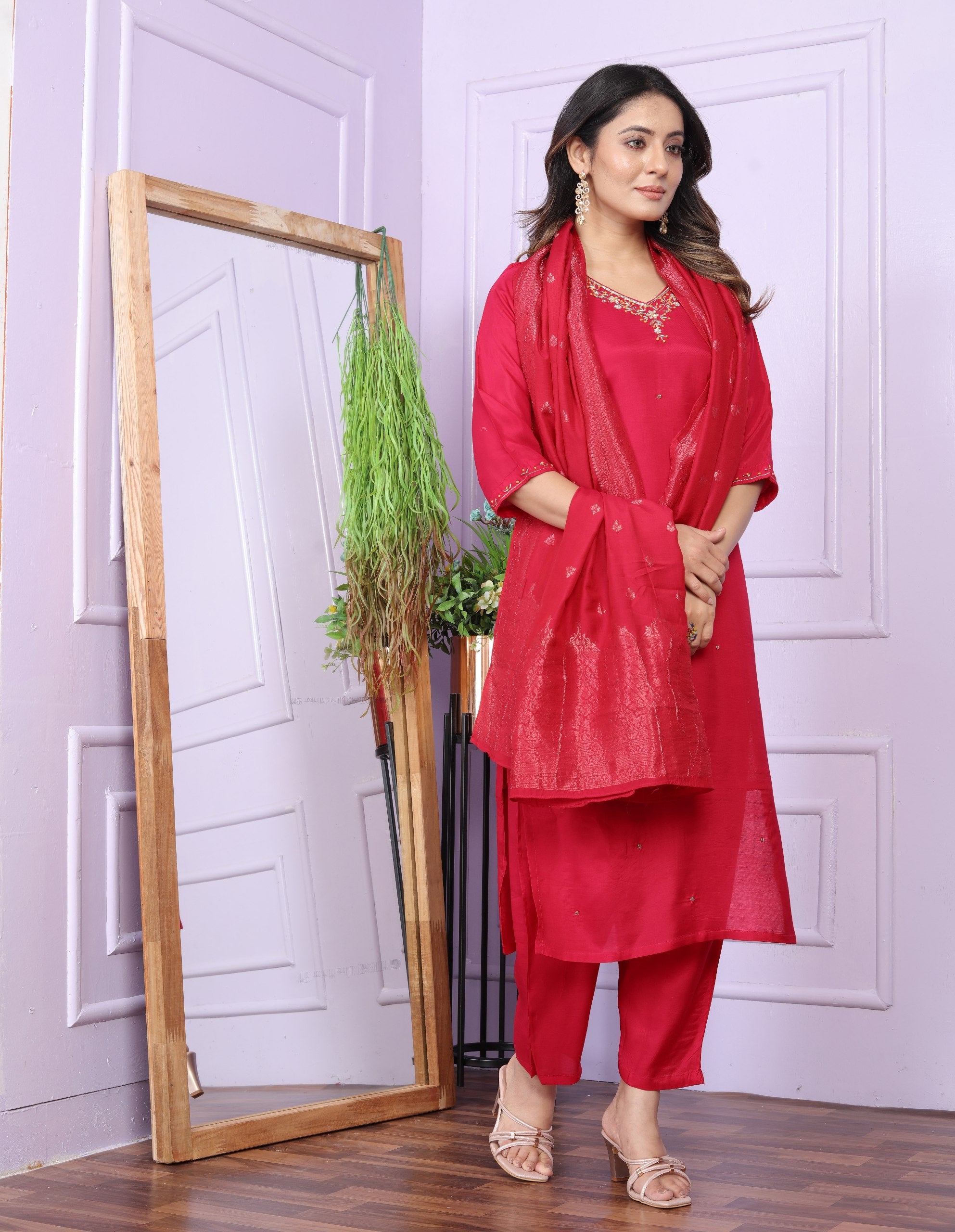 Awesome Red Color Handwork Salwar Suit