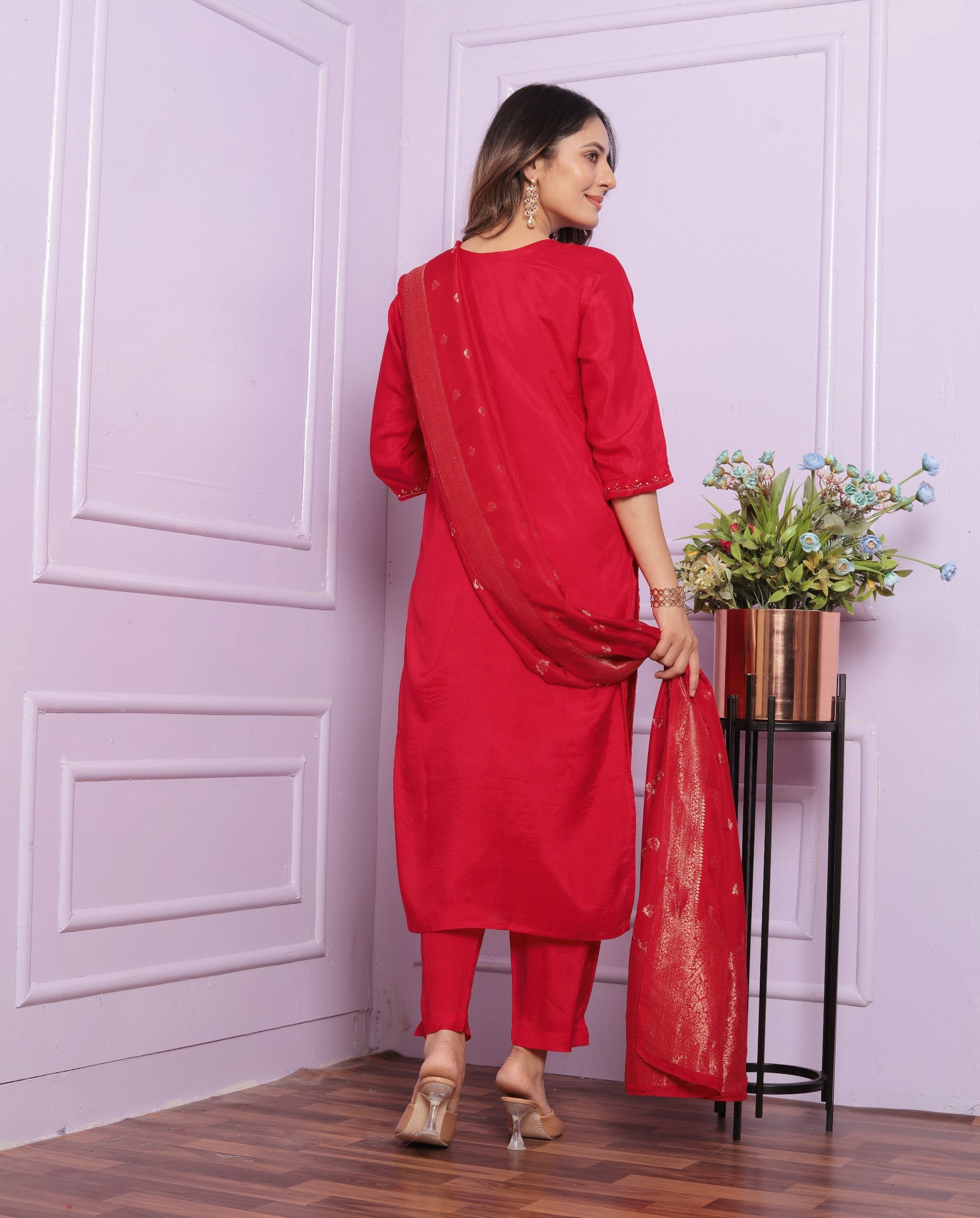 Awesome Red Color Handwork Salwar Suit