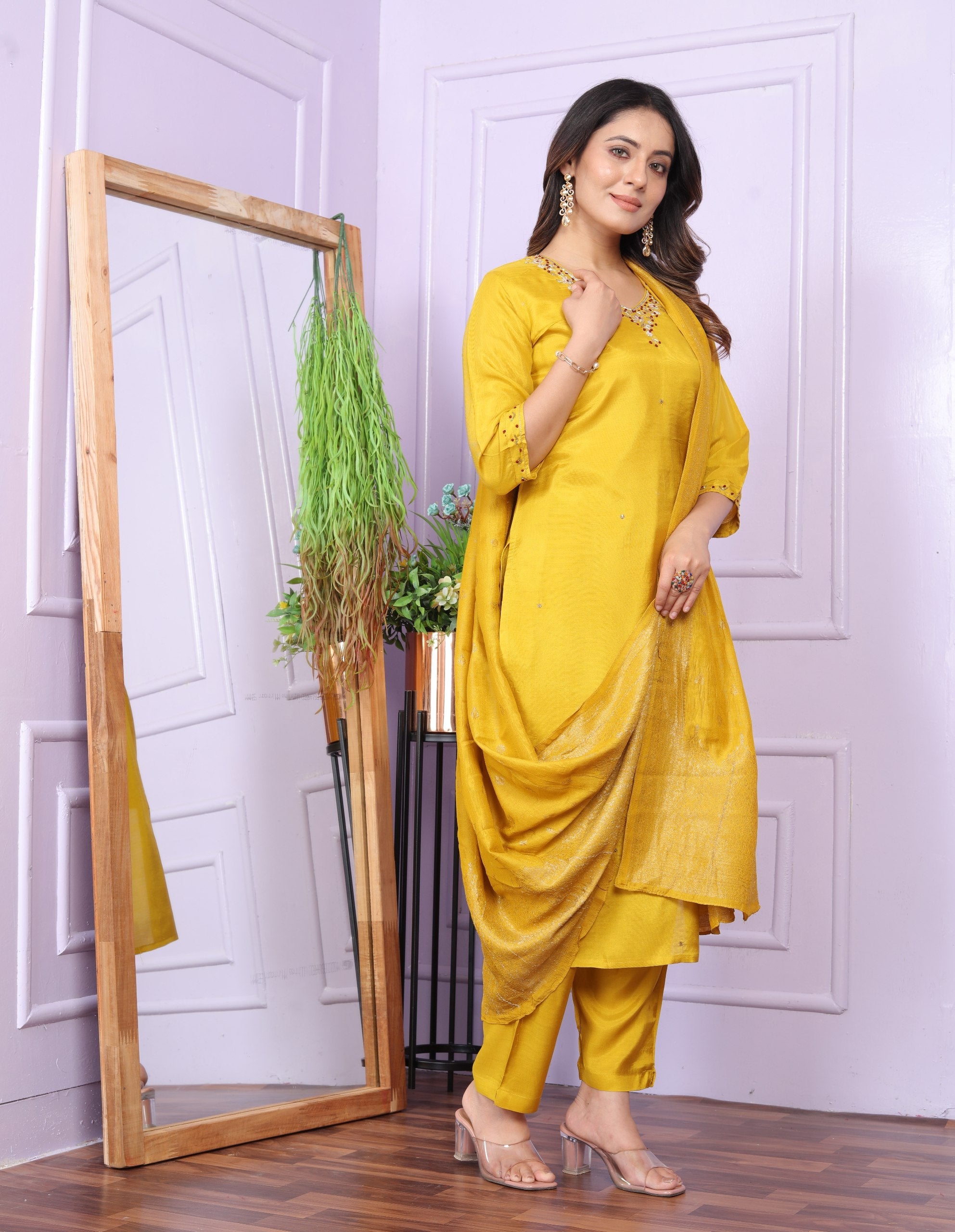 Awesome Yellow Color Handwork Salwar Suit