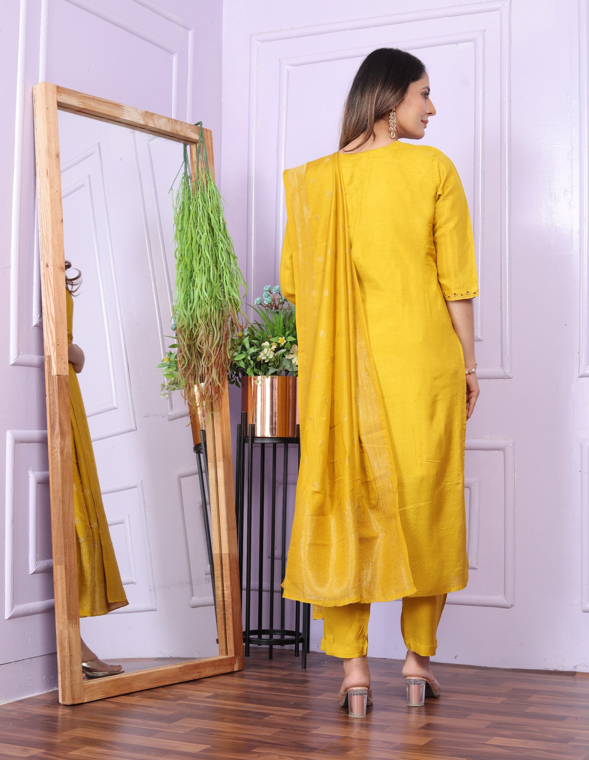 Awesome Yellow Color Handwork Salwar Suit