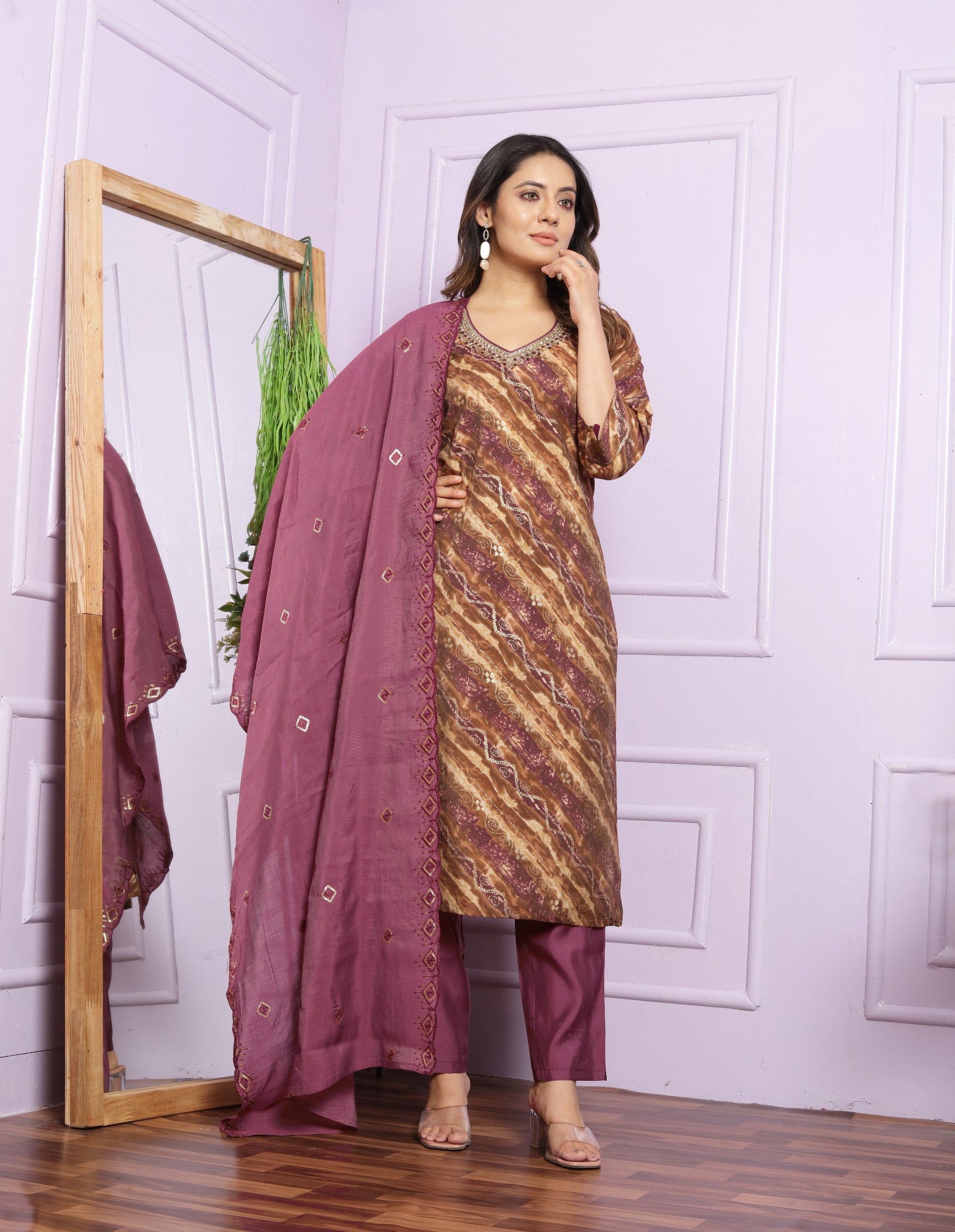 Luxury Dusty Pink Color Hand Work Salwar Suit