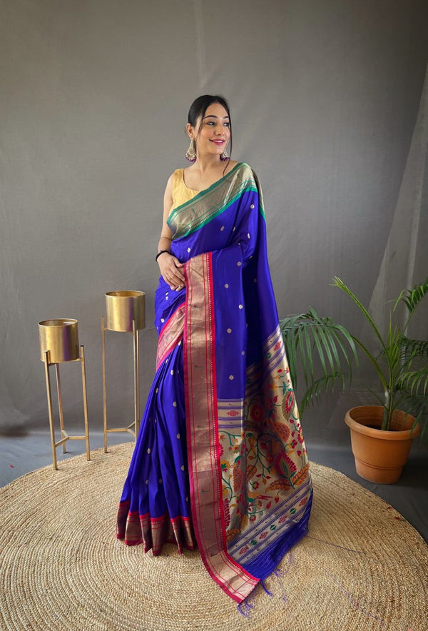 New Concept Border With Rich Pallu Blue Color Saree