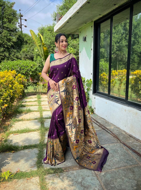 Rich Pallu Purple Color Paithani Silk Saree