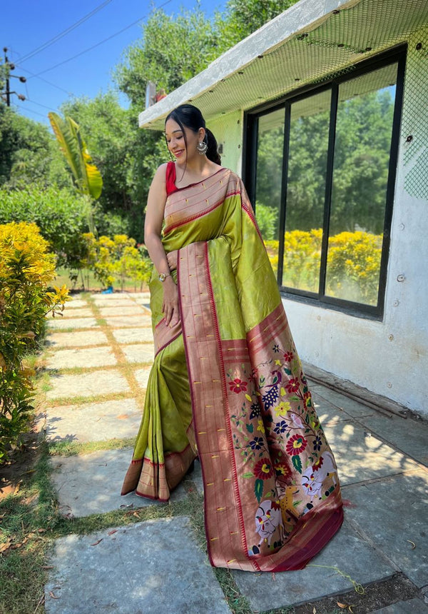 Paithani Pallu Green Color Wedding Saree