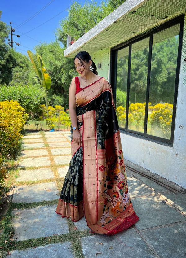 Paithani Pallu Black Color Wedding Saree