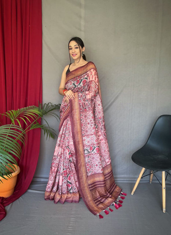 Flower And Patola Silk Design Wine Color Saree