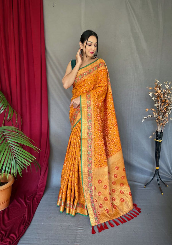 Musterd Color Meenakari Rich Pallu Patola Saree