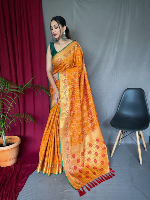 Paithani And Patola Silk Mustard Color Saree