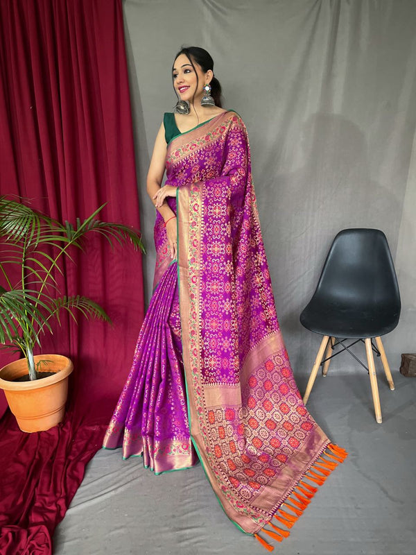 Paithani And Patola Silk Purple Color Saree