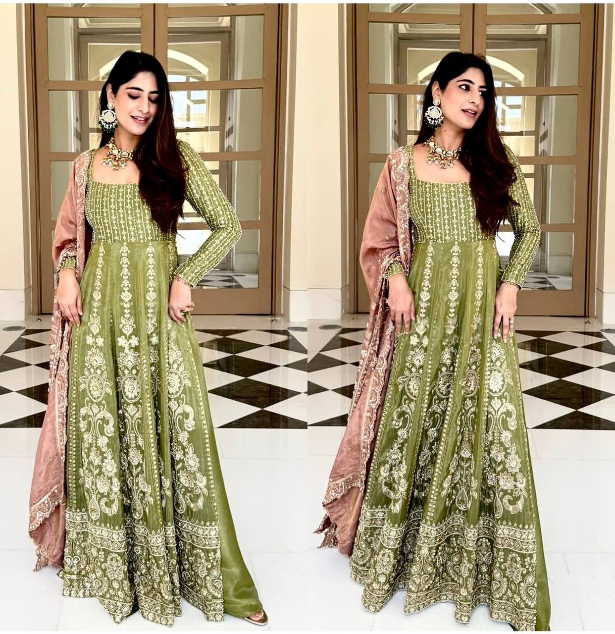 Function Wear Faux Georgette with Heavy Embroidery Sequin Work Palazzo Suit