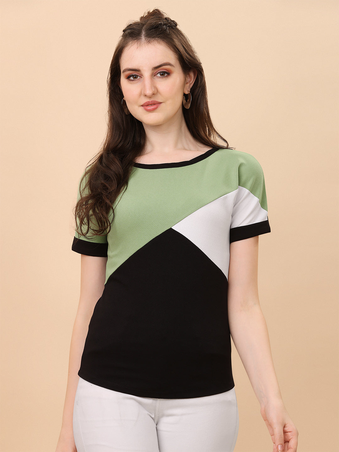 Casual Wear Pista Green Color Women Top